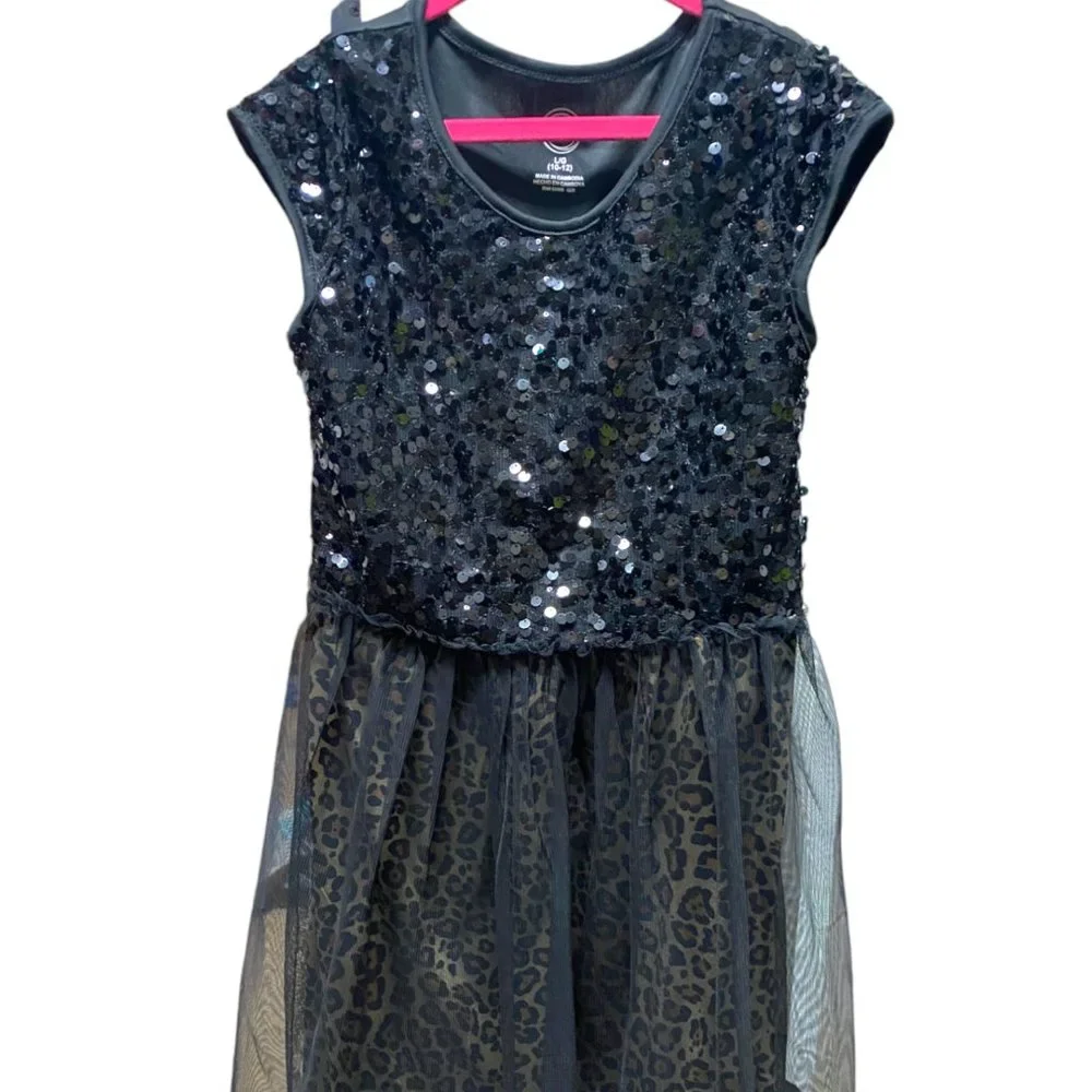 Wonder Nation NWOT Girls Sequins‎ and Tulle over Cheetah Print dress sz Large